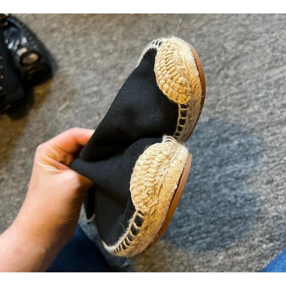Tory Burch Catalina Black Canvas Wedge Espadrille Sandals Women 9